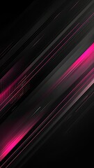 Wall Mural - Abstract dark background with pink neon lines.