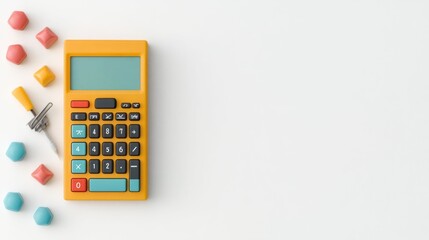 Poster - Detailed 3D render of education icon calculator and math symbols isolated on clean white background  Useful for educational academic technological analytical