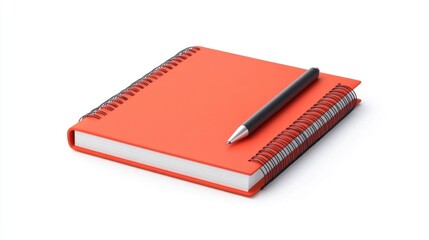 Poster - Detailed 3D rendering of an education icon featuring a notebook with a pen isolated on a clean white background  This image represents the concept of learning academic study and school supplies