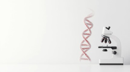 Poster - Stylized 3D Education Icon with DNA Helix and Microscope Isolated on a Clean White Background Representing Science Research and Academic Study