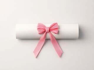 Poster - Detailed 3D of an Educational Icon with a Rolled Up Diploma Scroll and Decorative Ribbon Isolated on a Clean White Background for Academic or Learning Concept