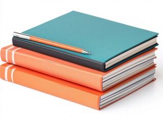 Poster - Detailed 3D Render of an Education Icon Featuring a Stack of Notebooks and Pens Isolated on a Clean White Background Representing Academic Studies Learning and Professional Development