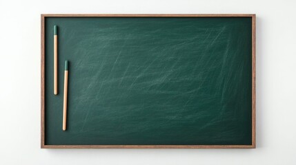Poster - Detailed 3D render of an education icon featuring a blackboard with chalk and eraser isolated on a clean white background  Representation of learning teaching academic concepts