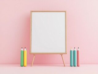 Poster - Whiteboard with Colorful Markers Representing Digital Education Business Strategy and Knowledge Development  Isolated on White Background