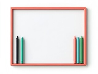 Poster - Minimalist 3D Education Icon On Clean White Backdrop With Colorful Markers For Teaching Learning And Classroom Concepts