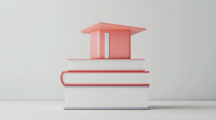 Wall Mural - 3D Education Icon Depicting a Tablet with a Book Icon Isolated on a Clean White Background Representing Online Learning Digital Education and Academic Study