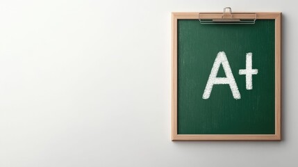Poster - Conceptual 3D of an education icon or symbol with a chalkboard displaying an A grade isolated on a clean white background  Representing academic achievement scholastic success and learning excellence