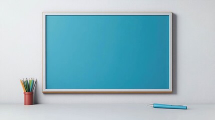 Poster - 3D Render of an Education Icon Depicting an Interactive Digital Smartboard with Pen Isolated on a Clean White Background  Concept of Modern Learning Technology and Classroom Tools