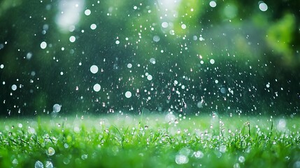 Sticker - water rain splash on ground grass nature wallpaper background 