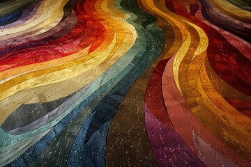 Poster - Colorful abstract waves of paint create a vivid, textured pattern on a surface, showcasing artistic expression and design. Generative AI