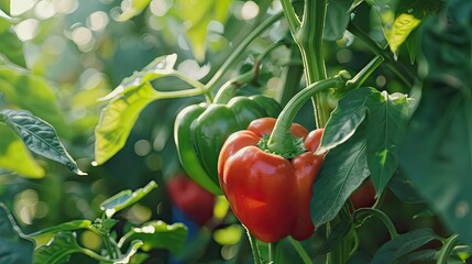 Sticker - Red Bell Pepper Ripe on the Vine