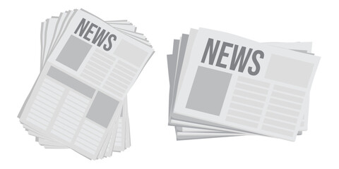 pile of newspapers on white background. stack of newspapers. paper waste