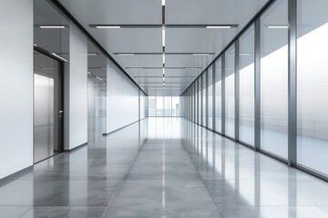  Office Corridor. Modern Architecture Interior of an Empty Office Corridor
