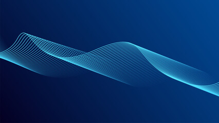 Wall Mural - abstract glowing wave lines on dark blue background. dynamic wave pattern. modern flowing wavy lines
