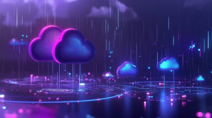 Poster - An AI-powered weather prediction system with real-time updates and holographic displays, symbolizing precision in forecasting, flat design illustration
