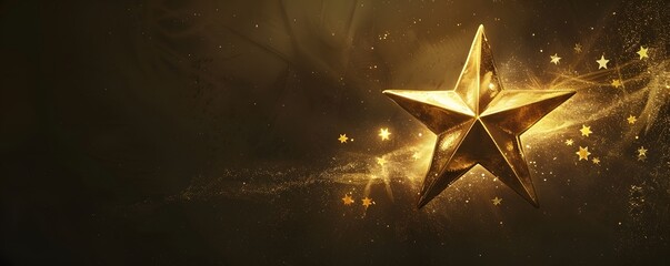 Wall Mural - Golden Star with Sparkling Dust and Smaller Stars