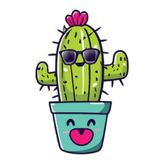 Wall Mural - cute happy cartoon cactus