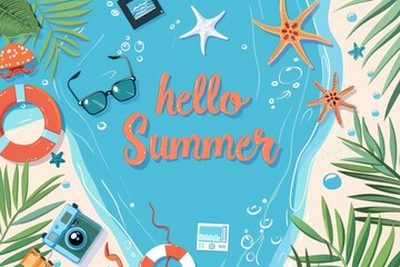 Wall Mural - summer holiday background with flops. generative ai