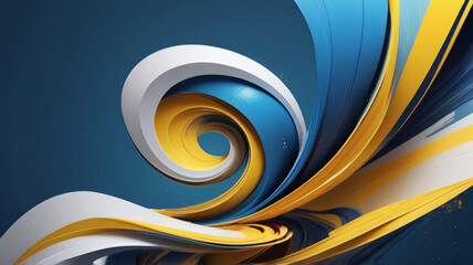 Wall Mural - abstract blue, white and yellow background wave shape design with empty space for text for banner, poster, cover, wallpaper