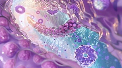 Poster - Abstract Purple and Blue Cell Structure.