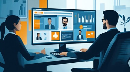 Poster - Businesspeople On A Video Conference Call
