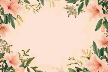 Sticker - Elegant floral border with vibrant flowers lush greenery on light background. Ideal for decorative designs wedding invitations or romantic designs valentines day, mother's day, women's day