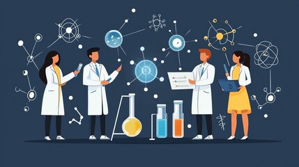 Poster - Scientists collaborating on a project in a laboratory setting.
