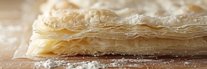 Poster - Layers of puff pastry showcasing distinct layers, ready for delightful air baking.