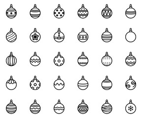 Set Of Christmas Ornament Line Vector Symbols Apps, Websites Ui Designs Suitable For Xmas,Ornament,Ball,Decoration,Christmas Vector Icon Set Linear Pictogram Pack