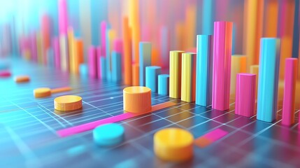 Poster - Abstract Colorful 3D Bar Chart.