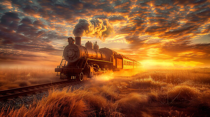 Wall Mural - Historical Charm, Vintage Trains Evoking the Elegance of Classic Rail Travel