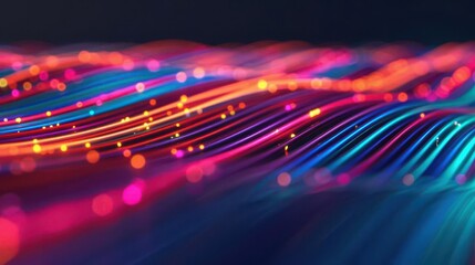 Poster - Twinkling lines creating a seamless communication pattern, illuminated data flow