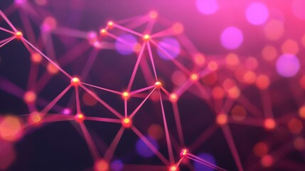 Poster - Twinkling purple light network for advanced communication, bright data connectivity