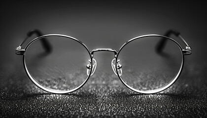 Wall Mural - A pair of glasses with a black frame and a silver rim