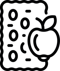 Poster - Line icon of an apple overlapping a pack of pills representing the concept of vitamins in fruits