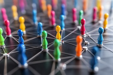 Poster - Colorful pins connected by a network.