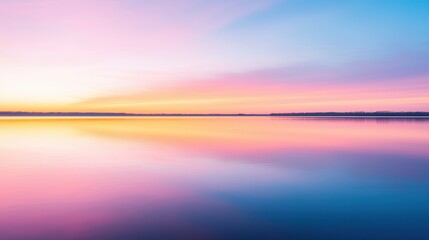 Poster - Peaceful Sunset over Calm Lake.