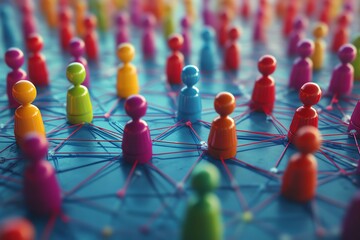 Aufkleber - Colorful Network of Connected People.