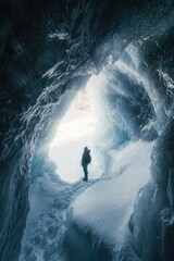 Wall Mural - Person in snowy cave