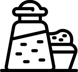 Sticker - Line drawing of salt and pepper shakers dispensing seasoning, great for representing cooking and flavoring food