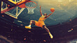© charich - a basketball player executing a powerful slam dunk