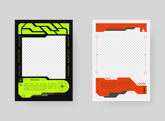 Poster - Poster template background design. Futuristic style with abstract sci-fi shape. Minimalistic trendy backgrounds for branding, poster, social media post, banner, cover, card.