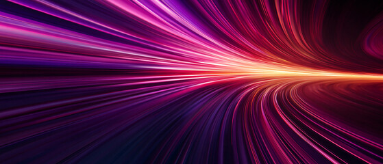 Poster - abstract speed lines tunnel of light in purple and red colors, futuristic concept, f