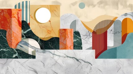 Wall Mural - Marble texture, organic shapes, flat design illustration