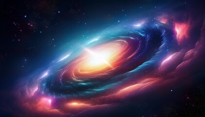 Poster - Vibrant cosmic swirl of colors radiating from a central point, depicting the beauty and mystery of the universe