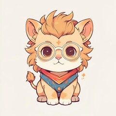 Wall Mural - Cute Lion Cub with Glasses