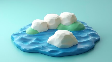 Canvas Print - 3D Rendered Minimalist Abstract Island Scene