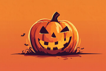 Wall Mural - Halloween pumpkin, modern simple flat design illustration