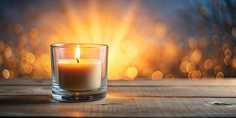 Sticker - Warm, glowing candle in a glass holder casting a soft, serene light, perfect for relaxation or meditation , peaceful, meditation