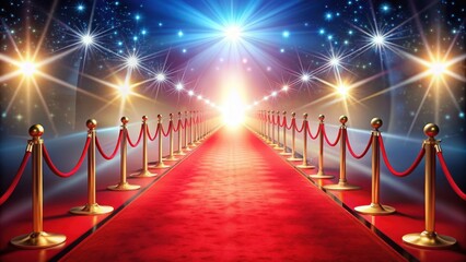 Red carpet event with bright spotlight background, red carpet, event, VIP, celebrity, entertainment, glamorous, luxury